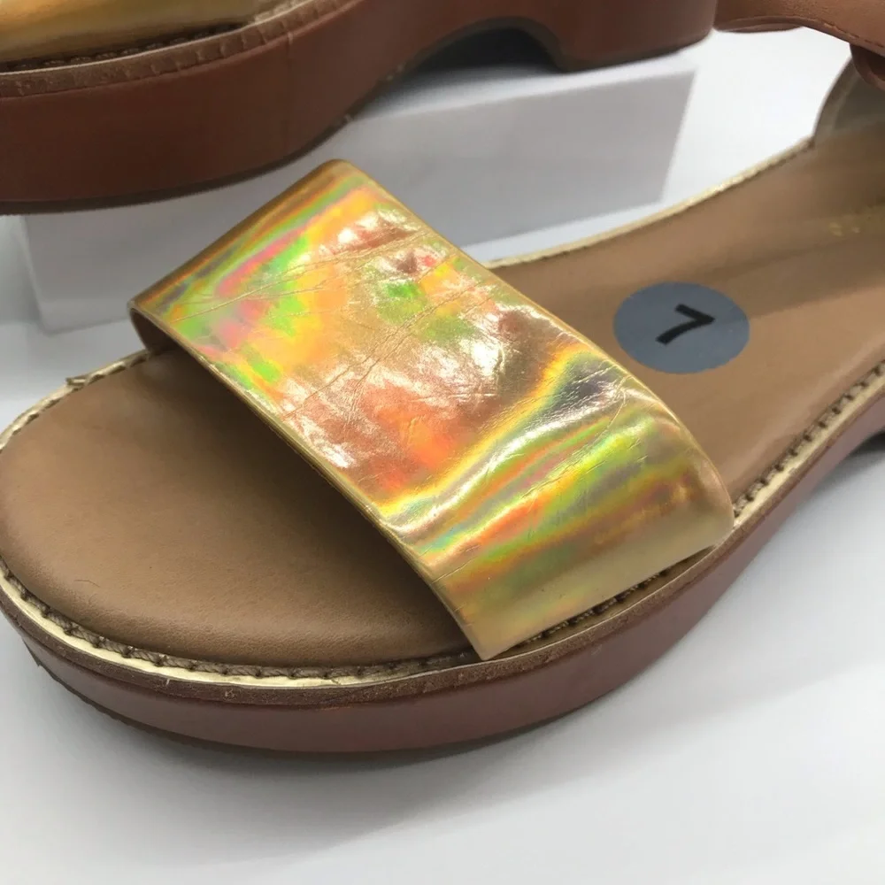 GH Bass & Co Women's Rivington Gold Whiskey Platform Sandals